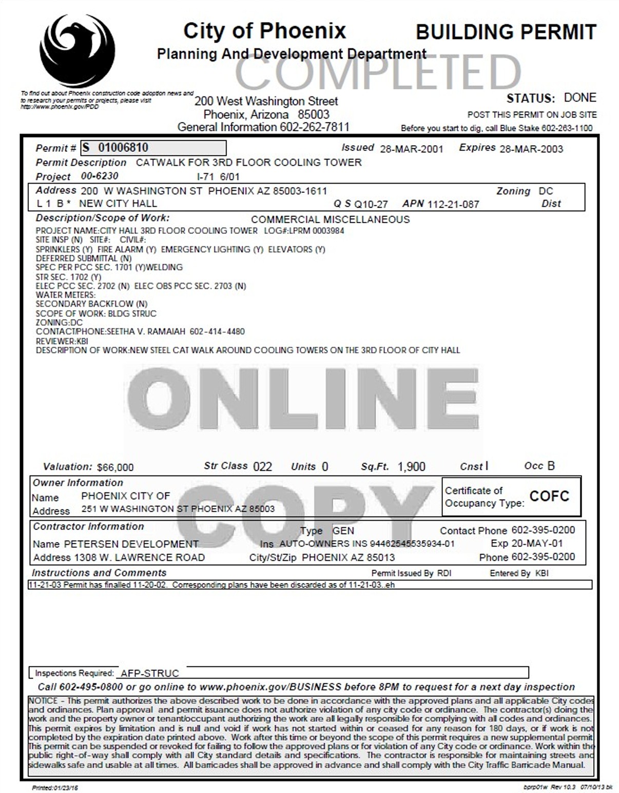 Permit review plans and city comments
